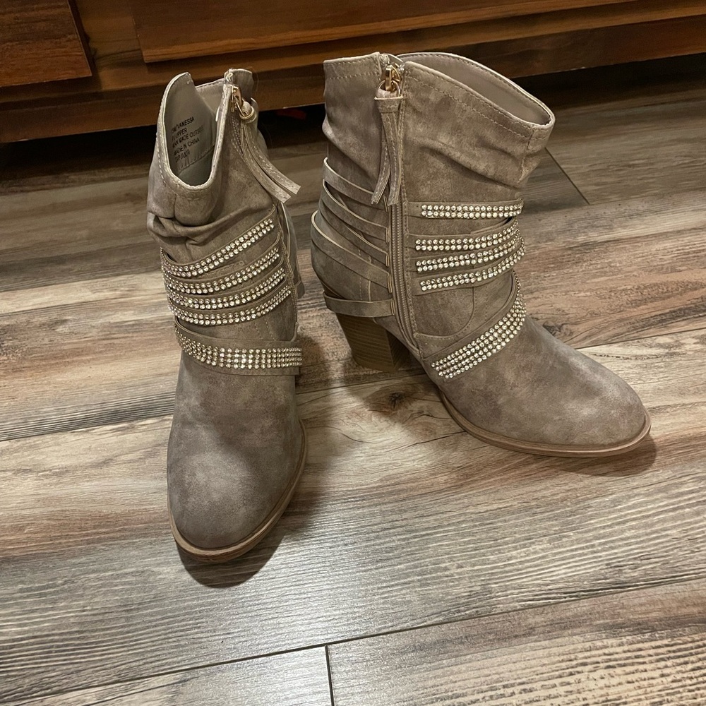 Tan Bling Booties